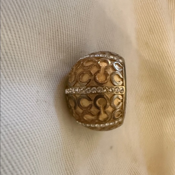 Coach Gold-Tone Patterned Ring - Picture 1 of 6
